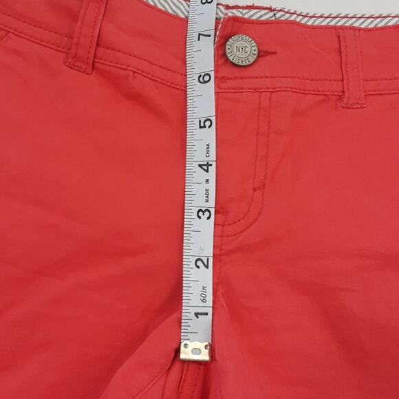 Aeropostale Womens Sz 0 Midi Twill 4'' Inseam Cuffed Low Rise Orange Shorts - Picture 9 of 13